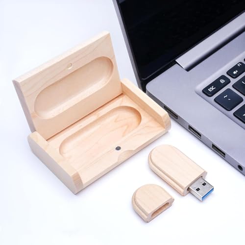 Yaxiny USB Stick Hölzernes Speicherstick 32GB USB 2.0 Flash Drive Memory Stick Datenspeicher Pendrive Geschenk Mit Holzkasten