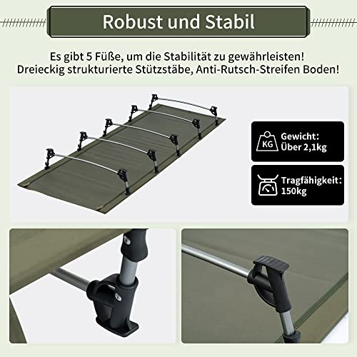 TOMOUNT Folding Camp Bed Ultralight Aluminium Bars 190 x 70 cm Compact and Portable Camping Lounger Easy to Build Heavy Duty Camping Bed Tents, Outdoor Hiking