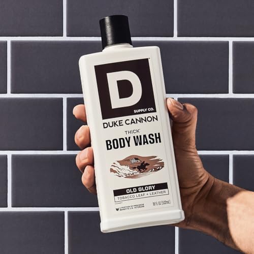 DUKE CANNON SUPPLY CO. THICK HIGH VISCOSITY BODY WASH BODY WASH – 3X THICKER, PLANT-BASED, MINERAL-ENRICHED BODY WASH FOR MEN – MENS BODY SCRUB – OLD GLORY, 18