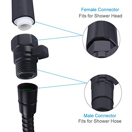 Shower Head Shut Off Valve, APLusee Brass Water Flow Restrictor, Handheld Shower Regulator with On Off Switch, Matte Black - Thumbnail 5