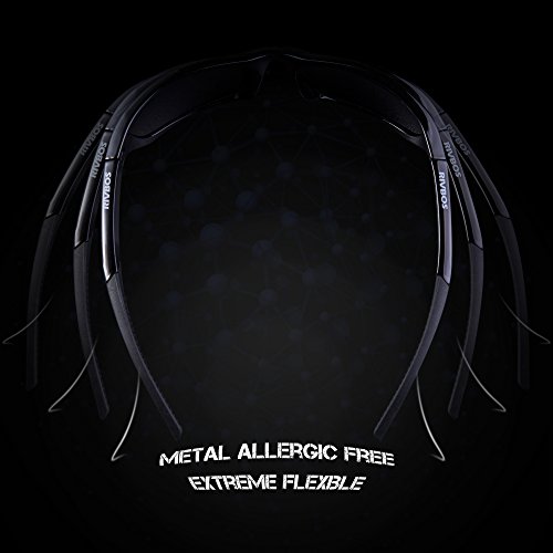 RIVBOS Polarized Sports Sunglasses Driving Sun Glasses for Men Women Tr 90 Unbreakable Frame for Cycling Baseball Running Rb831 (Black&Grey)