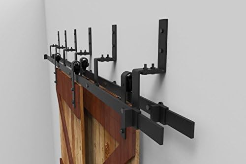 5FT Bypass Sliding Barn Double Door Hardware Track Set,Modern Interior Barn Door Hardware Double Track Closet Set(5FT Bypass Kit)