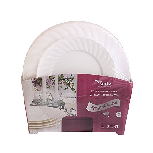 Elegantware Plastic Plates. Hefty Elegantware Disposable Dinner and Appetizer Plates, 50 Plates.