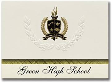 Signature Announcements Green High School (Franklin Furnace, OH) Graduation Announcements, Pack of 25 with Gold & Black Metallic Foil seal, 6.25" x 11.44", Cream (PAC_BASICPres_HS25_147774_206041)