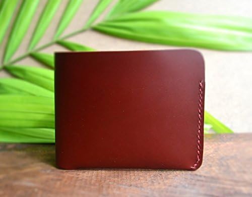 Handmade Maroon Oil Tanned Leather Bifold Wallet, Personalized Wallet, Slim Leather Wallet, Card Slots Wallet