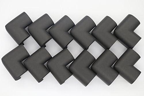 Elasticity / Double Thicker Baby Proofing Corner Guards Furniture Corners Safety Bumpers Guard Protector Fit For Table Desk Shelf And More 12Pack (Thicker, Nature Black)