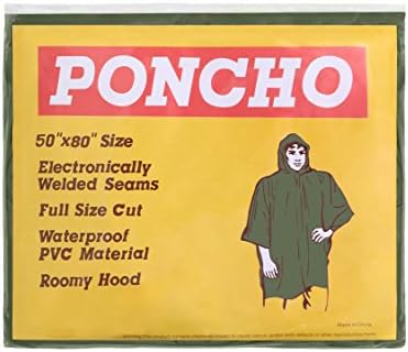 Unisex Rain Poncho, One Size Fits All, Olive
