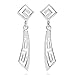AeraVida Enchanting Abstract Greek Key Style .925 Sterling Silver Post Dangle Earrings | Casual Sterling Silver Dangle Earring for Women