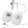 1000 Pieces 8.2Mhz Clothing Security Tags RF Frequency, White Retail Security Clothes Hard tag with 1000 Pins and 100 pcs Lanyards Compatible with RF 8.2Mhz EAS System