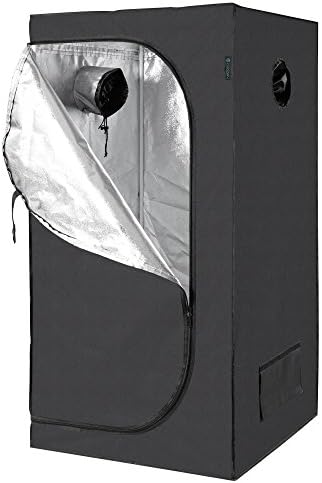 IDAODAN 32"x32"x63" Reflective 600D Mylar Hydroponic Grow Tent for Indoor Plant Growing