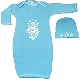 Newborn Jewish Baby Boy Bris Bodysuit and Beanie Set with Hamsa Print Mazel Tov (Newborn)