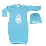 Newborn Jewish Baby Boy Bris Bodysuit and Beanie Set with Hamsa Print Mazel Tov (Newborn)
