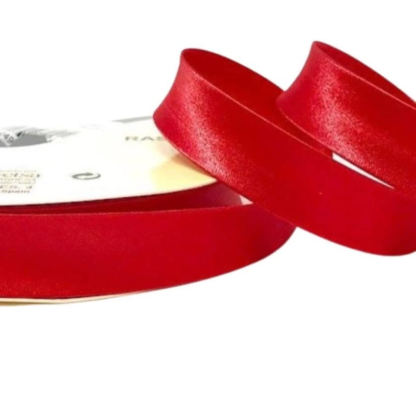 Plush Addict Single Fold Satin Bias Binding Tape for Sewing, Edging, Stitching, Hemming, Trimmings, Accessories, Outfits and Crafts - Red - 18mm Wide x 5 Metre