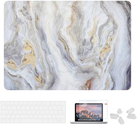 MacBook Pro 15 Inch Case - 2018 2017 2016 Released A1990/A1707, Laptop Hard Shell Case and Keyboard Cover for Apple MacBook Pro 15" with Touch Bar and Touch ID Marble 13