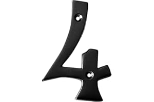 A10SHOP Motif 4-Inch Solid Brass-Black Satin Finish, Mailbox Address Home Numeral/Address Sign House Number for Outside, House Number Sign (Number 4)