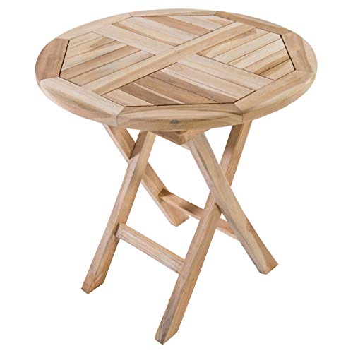 MACOShopde by MACO Möbel Raburg Garten-Beistelltisch RUND in Natur - Teak-Holz, 50 cm Durchmesser, 50 cm hoch