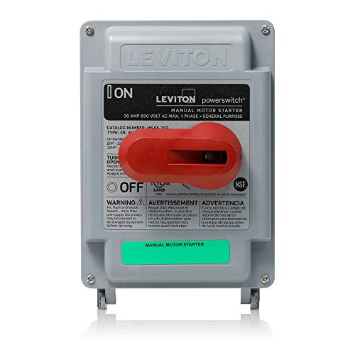 Leviton 30 Amp, 600 VAC, 2-Pole, Non-Fused Manual Motor Starter, Suitable as Mo…