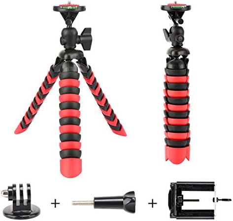 Tairoad 12 Inch Bendable Octopus Flexible Tripod with Free Smartphone and Gopro Mount Adapter