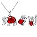 J.MOSUYA White Gold Plated Elephant Red Crystal Jewelry Set for Women Earring Necklace Set