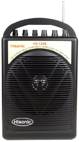 Hisonic HS122B-HL 40 Watts Lithium Battery Rechargeable Portable PA System with Built-in Dual Channel Wireless Microphones, BLACK