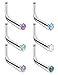 ORAZIO 5-6Pcs 20G Stainless Steel Nose Stud Rings Body Piercing Jewelry Mixed Colored Opal Stone Inlaid