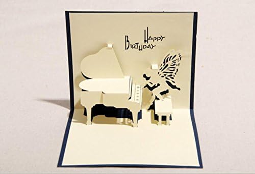 Tinuos 3D Pop Up Greeting Cards Angel Play Piano Happy Birthday Best Wishes Christmas