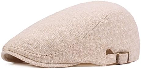 Men Linen Cotton Golf Driving Beret Cabbie Hat Newsboy Flat Ivy Sun Summer Cap