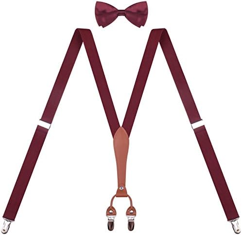 Suspenders Children Suspender With Bow Tie for Girls Boys Straps Braces Burgundy Boys 26 Inches(3 yrs - 9 yrs)