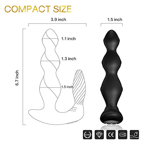 B&G Anal Vibrator Prostate Massager with Three Motors & 24 Vibrations, Butt Plug G spot Vibrator, Anal Sex Toys for Men Women Couples, Remote Control Rechargeable
