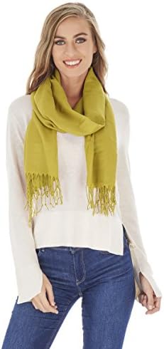 Four Season Ultra Premium Solid Fashion Twill Pashmina Scarf Shawl Wrap - 26"x70" (Dark Khaki)