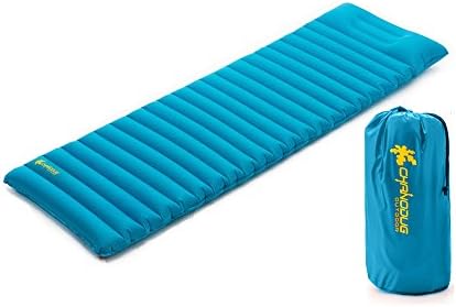 Lightweight Camping Pad Self-inflating Sleeping Pad with Built-In Pillow,for Outdoor,Carry Bag Included (blue)