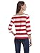 MsBasic Women's 3/4 Sleeve Boat Neck Striped Relax Fit Tee Shirts (Small, MS6310-2)Red/White