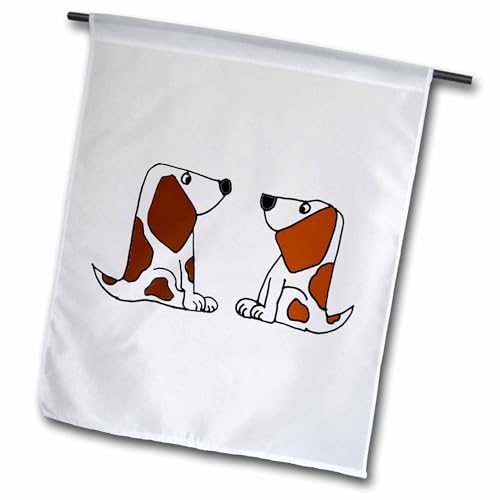3dRose Cute & Fun Basset Hound Puppy Dogs Cartoon - Garden Flag, 12 by 18"