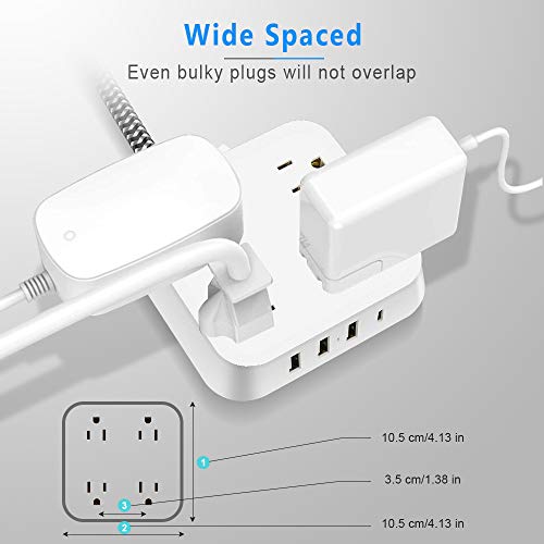 Power Strip with 4 USB Ports, BOPUROY 4 Outlet Surge Protector