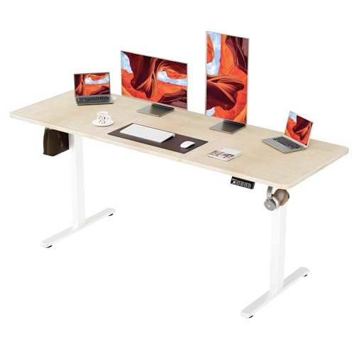 ERGOMAKER Höhenverstellbarer Schreibtisch Elektrisch 170x60cm Eiche