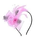 Anita Women's fascinators Bow feather Beaded headband,Pink