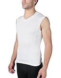 IntelliSkin, LLC Men's Essential V-Tank - Posture Correction Tank - Ideal For Workouts and Sports With Large Range Of Motion (Large, White)