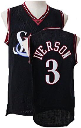 Youth Allen Retro Jerseys Iverson Athletics Jerseys Kid's(Boys) Basketball #3 Jersey Black (S-XL) (M)