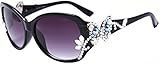 William Wang Womens designer sunglasses- Non-polarized Swarovski Crystal Sunglasses with hand set- best design with Swarovski Crystal Jewels - Butterfly Design (Black)