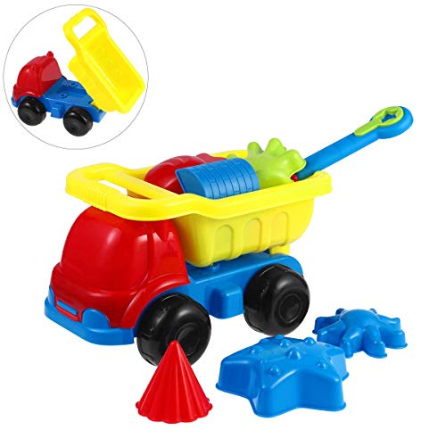 image for iBaseToy 26Pcs Beach Sand Toys with Mesh Bag - Beach Shovel Sand Rake 