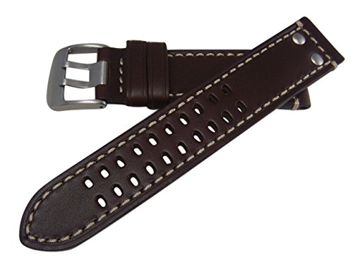 Hadley-Roma MS915 Brown Luminox Style Leather Replacement Watch Strap 22mm