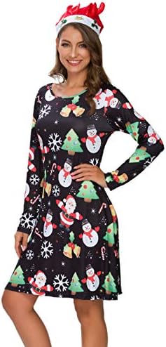 amazon christmas swing dress Plus Size Smiling Santa Swing Dress