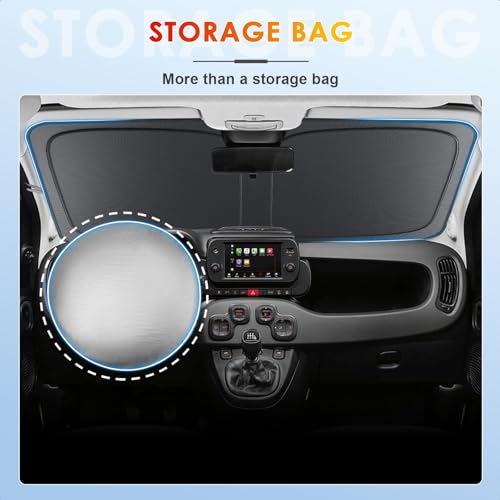 [Upgrade] BSTW Folding Sun Shade for Fiat Panda Cross/City Cross/Hybrid 2020-2025 Windscreen Cover with UV Protection and Thermal Sun Shade Panda Accessories