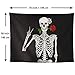Pheolyh Rock and Roll Human Skull Posing with Rose Tapestries - Funny Skull Human Skeleton Tapestry for Room Decoration - Black and White Wall Art