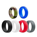 Silicone Wedding Ring For Men ,Silicone Wedding Band , iCharmore 6 Rings Pack Engagement Ring, Comfort and Safe For Active Lifestyle (Size 10)