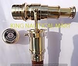 Handmade Nautical Walking Stick with Solid Brass