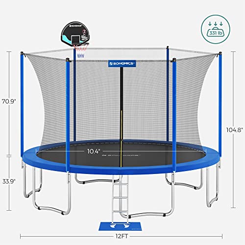 SONGMICS Trampoline with Enclosure Outdoor 14FT with Basketball Hoop