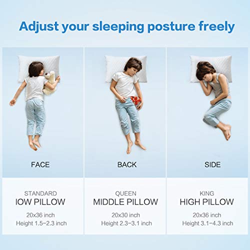 COHOME Queen Cooling Memory Foam Pillow Adjustable Cross-CutPremium Foam Hypoallergenic Soft Bamboo Derived Rayon Cover-Washable - CertiPUR-US - Pillow for Sleeping