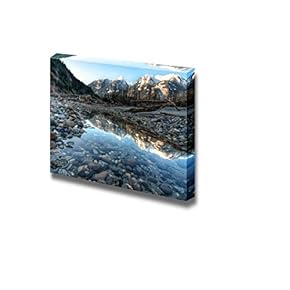 Canvas Prints Wall Art - River Side Pool Contains Perfect Mountain Reflect| Modern Home Deoration/Wall Art Giclee Printing Wrapped Canvas Art Ready to Hang - 12" x 18"