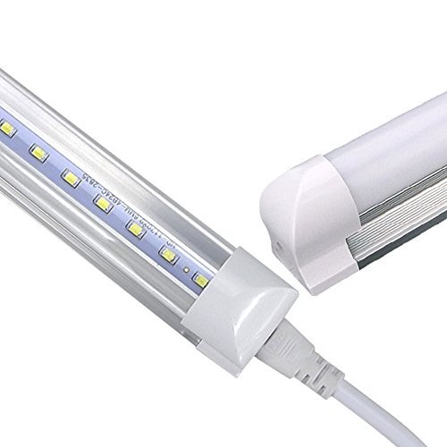 Brillihood LED T8 Integrated Single Fixture, 8FT, 45W, 6000K (Bright White), 4500lm, Utility Shop Light, Ceiling and Under Cabinet Light, Cooler Door Lighting Fixture, Pack of 10
